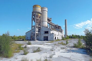 Obraz premium Abandoned Cement Plant Landscape