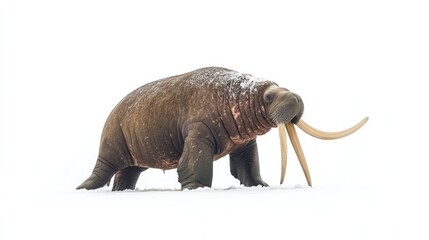 Fototapeta premium Majestic Walrus in Winter Wonderland: A Stunning Arctic Portrait