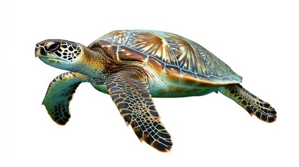 Fototapeta premium Majestic Green Sea Turtle Swimming Gracefully
