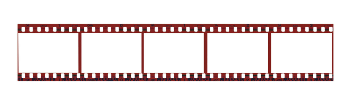 Blank Film Strip on White Background Representing Photography and Film Concepts isolated transparent png background