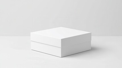 Minimalistic white box on a plain background, ideal for design presentations and product mockups.