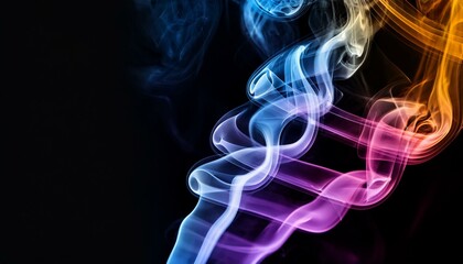 Colorful smoke close-up on a black background
