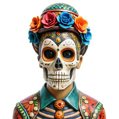 Calavera male statue isolated on transparent background  
