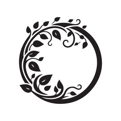 Creative Round Floral Frame Silhouette Vector | Elegant Border Design