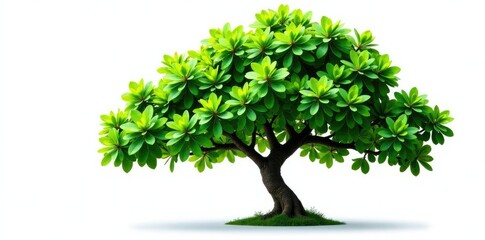 Obraz premium Dense foliage of Ligustrum Chinensis tree isolated on white background, green, plant