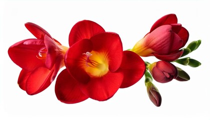 isolated red freesia flower on white background