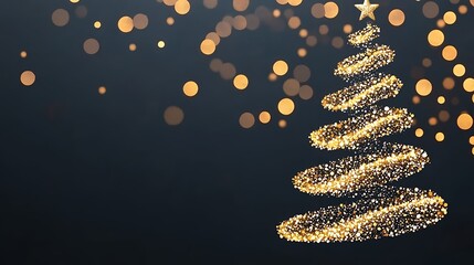 Obraz premium Abstract Gold Glittering Christmas Tree Design