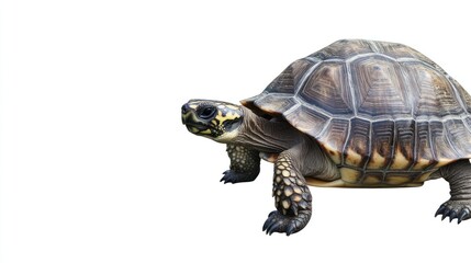 Fototapeta premium Magnificent Yellow-Footed Tortoise on White Background