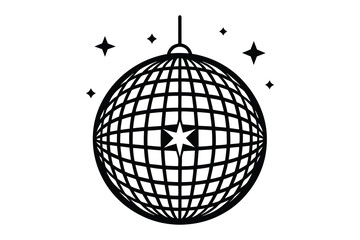 3d disco ball and star vector illustration on white background