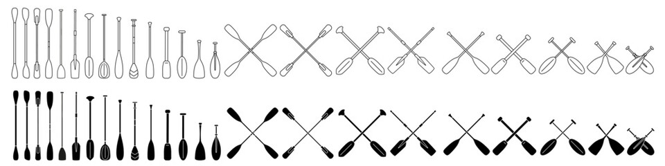 Paddle icon vector set. Oar illustration sign collection. Rowing symbol or logo.