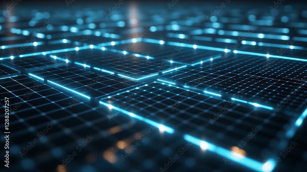 Poster a retro 3d neon blue abstract background with laser lines, designed in a synthwave grid style remini