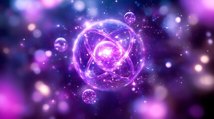 vibrant purple atom energy abstract background