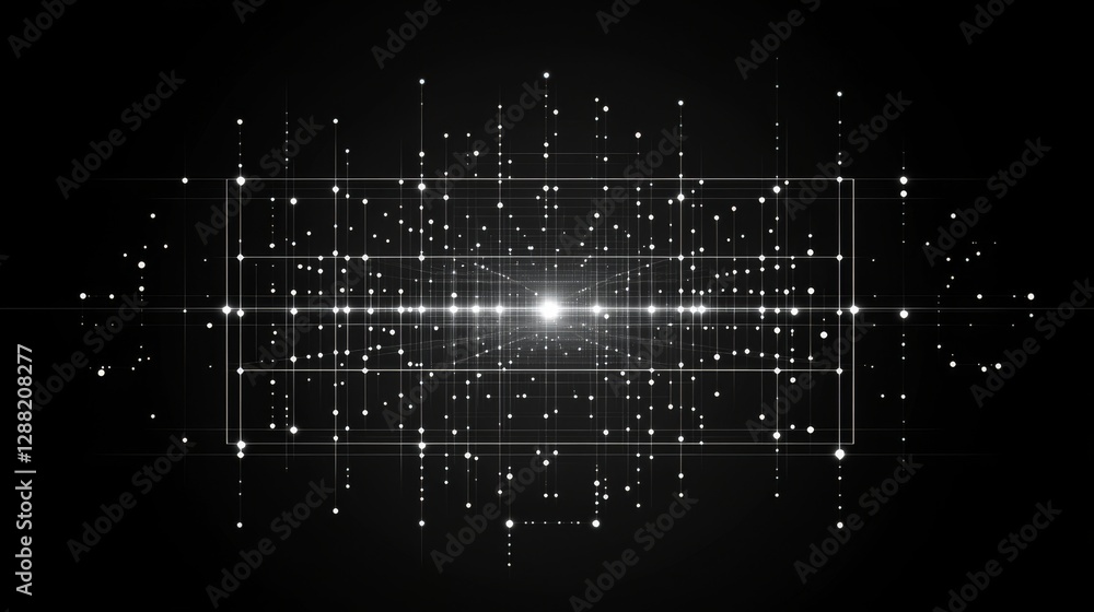Poster a 3d abstract black and white background of math grid paper, showcasing minimalistic geometric lines