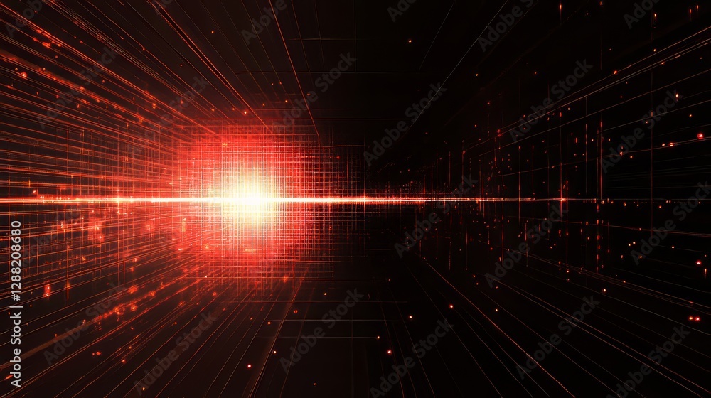 Aufkleber a red abstract background with a 3d retro-futuristic design, complete with neon laser swirl grid lin