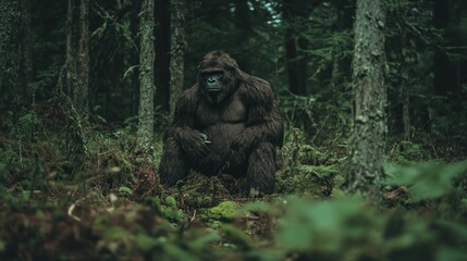 Majestic Gorilla in the Emerald Forest: A Serene Encounter in Nature's Embrace
