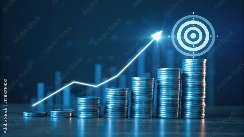 Poster financial growth and target: a compelling visual representation of financial success, featuring stac