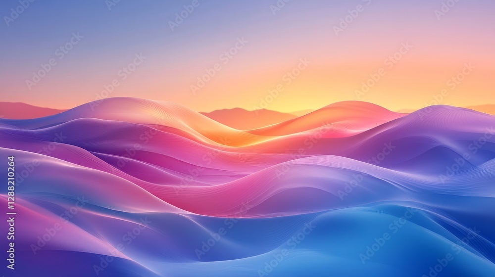 Poster a colorful 3d abstract pattern with a bright rainbow glaze and droplets, forming a seamless design o