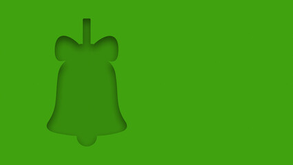 Green textured canvas background with christmas bell shape cutout