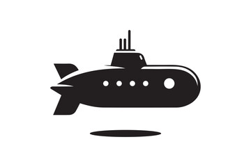 Obraz premium Submarine Icon Silhouette Vector | Naval & Underwater Vehicle Illustration