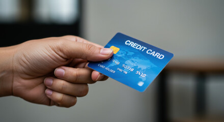 Hand holding credit card ready for payment