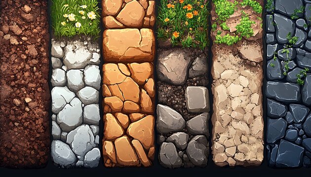 Terrain textures, various ground types, nature, game assets