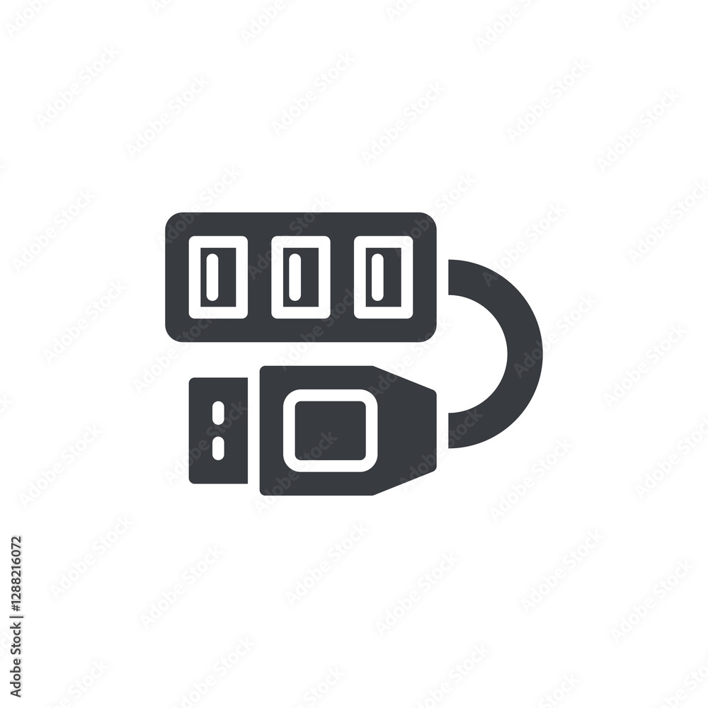 Poster multiple usb port hub vector icon