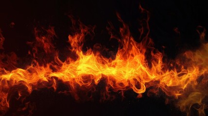 Fiery flames on a dark background