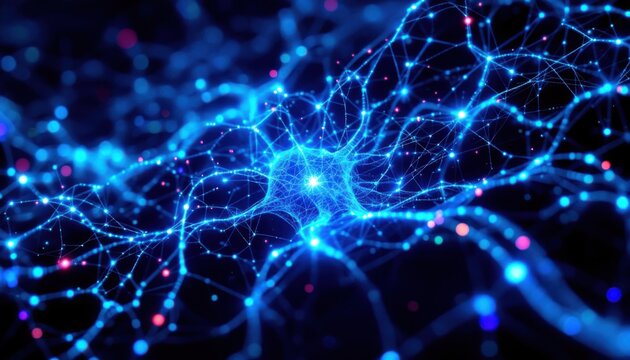 Abstract Neural Network: Deep Blue Digital Art