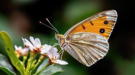 Obraz premium Earth day environmental idea. A vibrant butterfly perched delicately on blooming flowers in a lush garden.