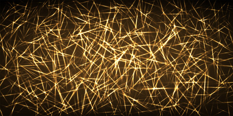 Abstract gold background. Glowing futuristic pattern with golden glowing lines on dark. Luxury, futuristic, dynamic, digital vector illustration.