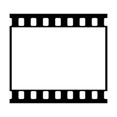 Empty film strip frame. Blank cinema tape in black and white. Classic 35mm strip for photography, retro-themed designs, photo collage templates. Seamless vector illustration on transparent background.
