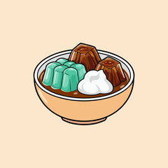 Flat-style vector illustration of traditional Ramadan foods, including dates, kolak, porridge, soup, and sweets. Perfect for Islamic-themed content, food blogs, and festive designs