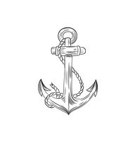 Sea anchor - beautiful anchor silhouette isolated on white background