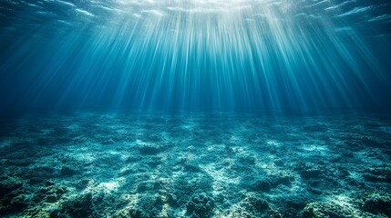 Fototapeta premium underwater sunbeams illuminate ocean floor