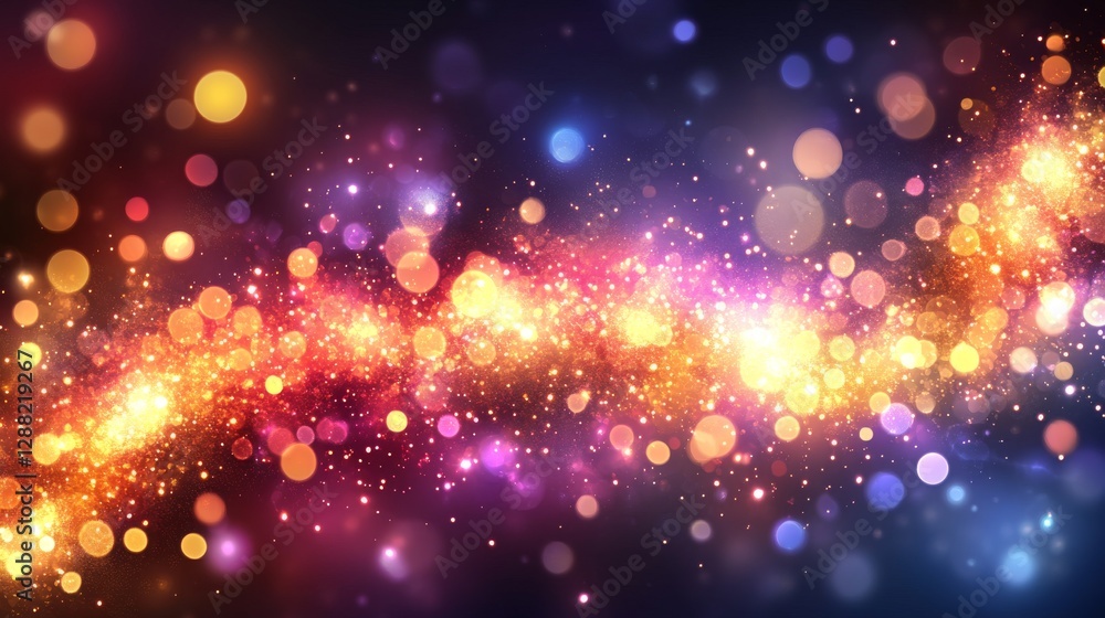 Poster a 3d abstract background with neon wireframe grid squares in rainbow colors, glowing and set against