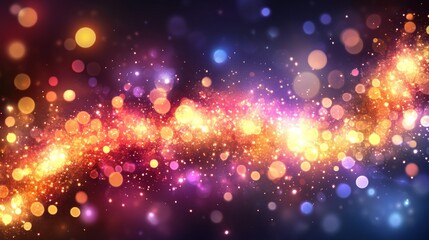 A 3D abstract background with neon wireframe grid squares in rainbow colors, glowing and set against a space-themed Y2K cyber backdrop. Retro disco music background illustration