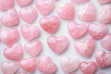 Obraz premium Rose Quartz Hearts Love and Healing Crystals, Valentine's Day , Gems