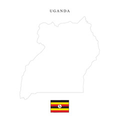 Uganda country map and flag vector icon
