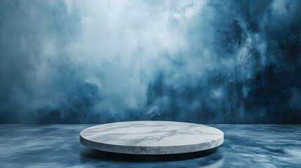 Obraz premium elegant marble platform on blue textured background