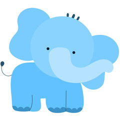 happy elephant, cute wildlife animal flat vector illustration