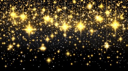 The night sky, dark and abstract, is filled with blinking yellow stars, creating a glowing, glittering texture that suggests dust, glamour, luxury, and celebration