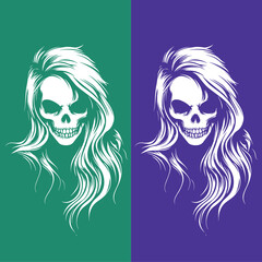 Women skull art vector for t-shirts