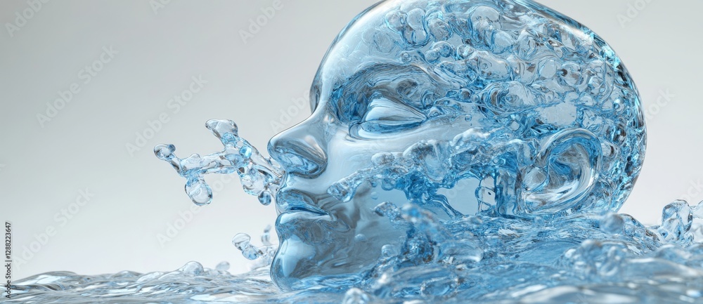 Aufkleber a glossy white 3d abstract robot cyborg head, embodying futuristic digital alien technology and ai i