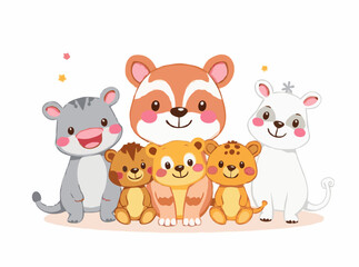 Obraz premium Adorable Animal Characters in Colorful Vector Art for Kids