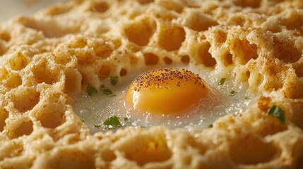 Egg baked in airy bread, kitchen, close-up, recipe