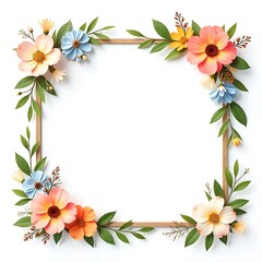 frame of colorful flowers