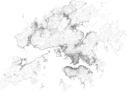 Map of Hong Kong city transportation routes	
