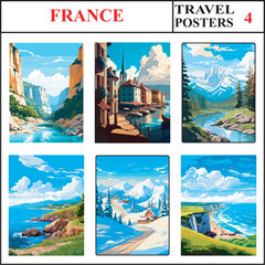 France Verdon Gorge Bayonne French Alps Travel Poster Wall Art Print Collection Set Part 4
