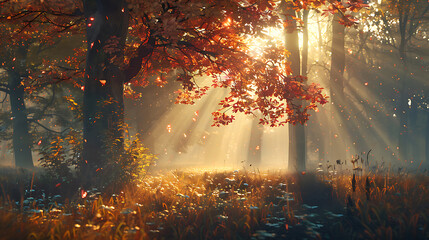 Majestic Sunset Over an Isolated Mountain Range in Fall