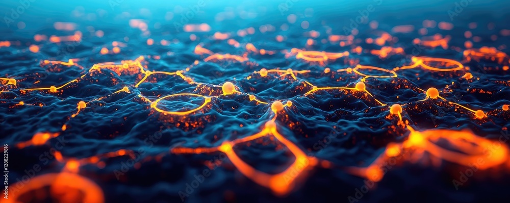 Poster ocean acidification concept. a vibrant display of glowing patterns on a dark surface, reminiscent of